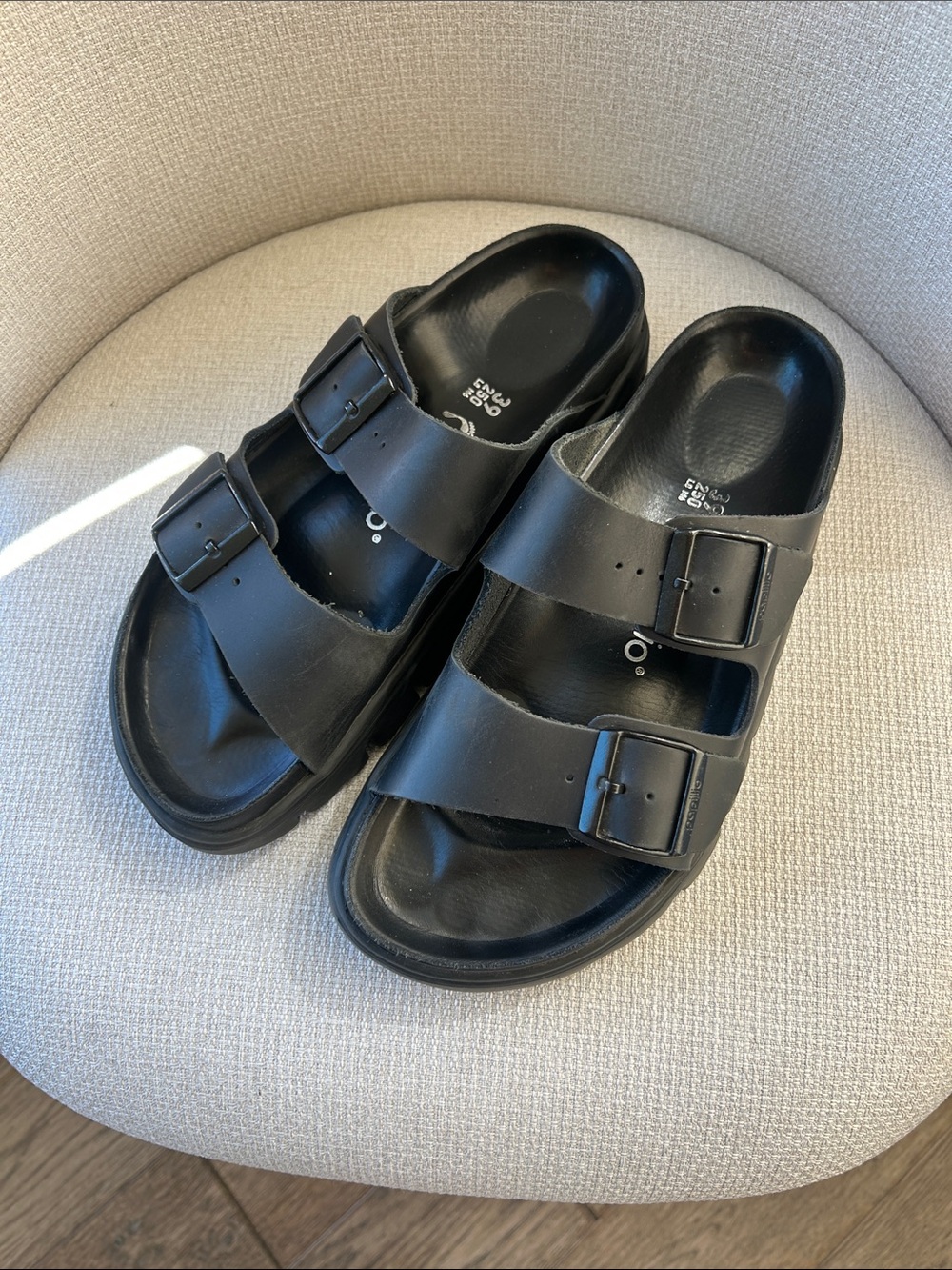 Papillo Birkenstock Platform Leather Arizona sandals
